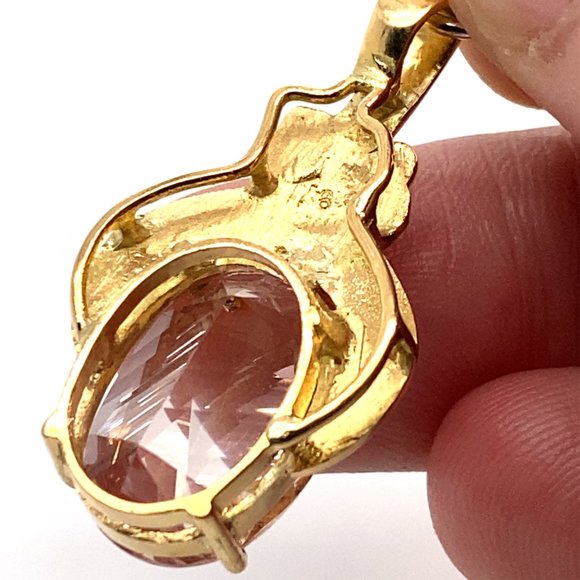 Morganite 7.55ct Solid 18K Yellow Gold Pendant - Picture 3 of 7